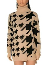 Houndstooth Check Roll Neck Jumper Dress - AZ Depot Express