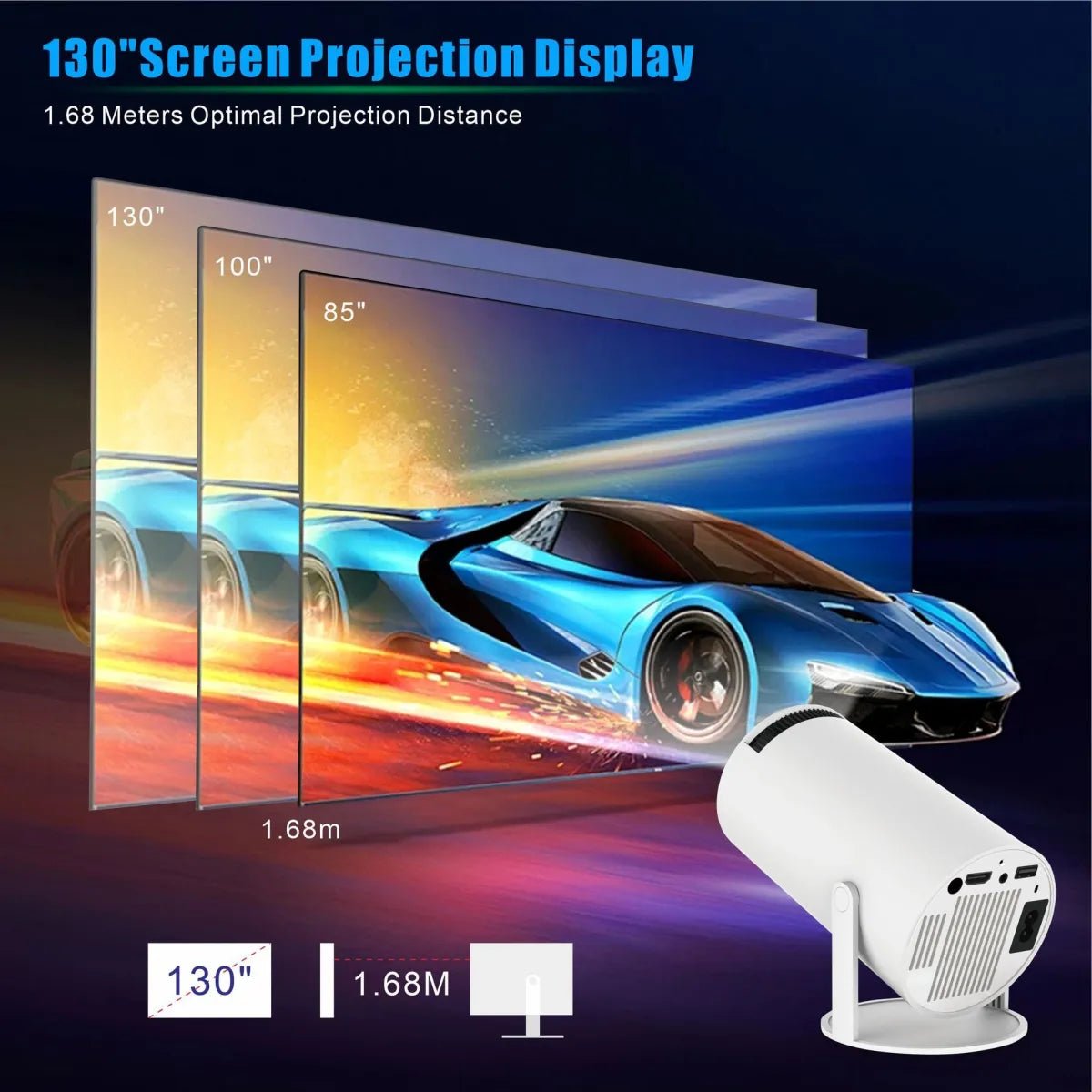 HY300 Pro Projector Home Theater Entertainment Portable Small Projector - AZ Depot Express