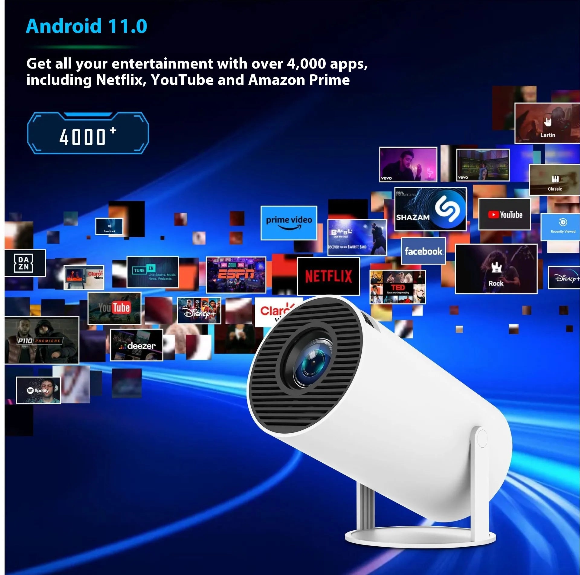 HY300 Pro Projector Home Theater Entertainment Portable Small Projector - AZ Depot Express