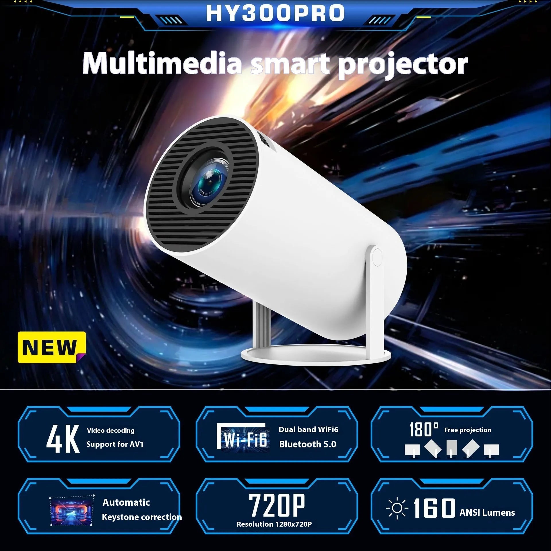 HY300 Pro Projector Home Theater Entertainment Portable Small Projector - AZ Depot Express