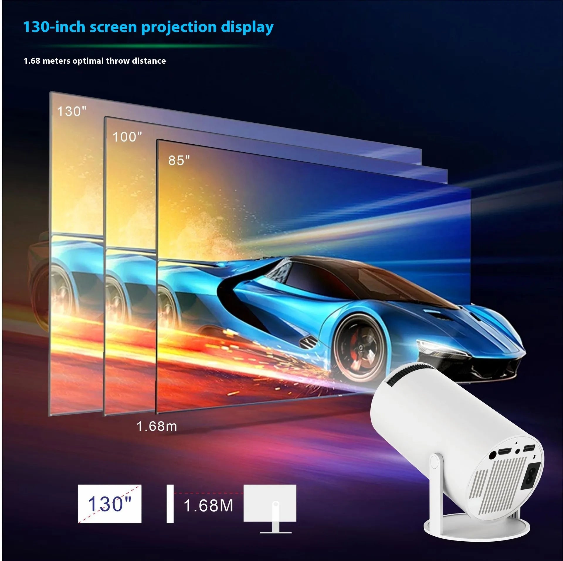 HY300 Pro Projector Home Theater Entertainment Portable Small Projector - AZ Depot Express