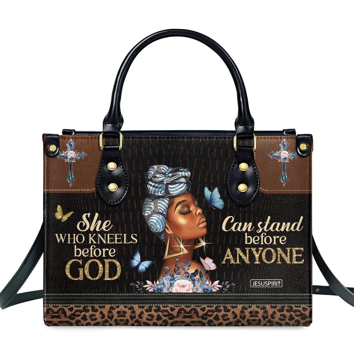 Jesuspirit Leather Handbags For Women - Bible Bags Religious Bag - Christian Gifts For Women (Black Women Medium) - AZ Depot Express