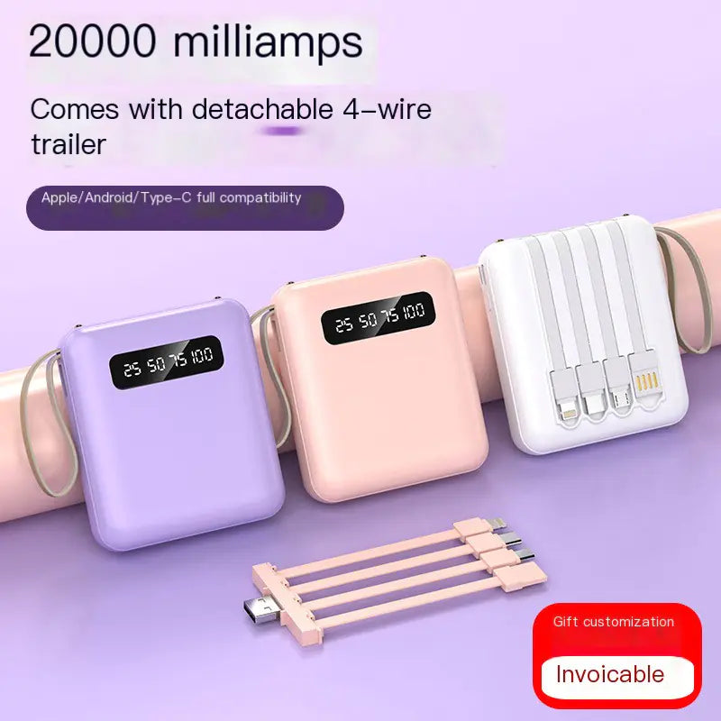 Mini Portable Power Bank 20000mAh with Cable