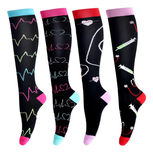 LEOSTEP Compression Socks for Women & Men Circulation Long Stockings Support for Nurses Pregnant Hiking Riding Running - AZ Depot Express