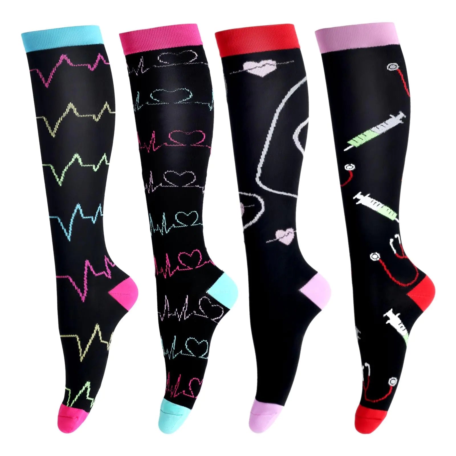 LEOSTEP Compression Socks for Women & Men Circulation Long Stockings Support for Nurses Pregnant Hiking Riding Running - AZ Depot Express