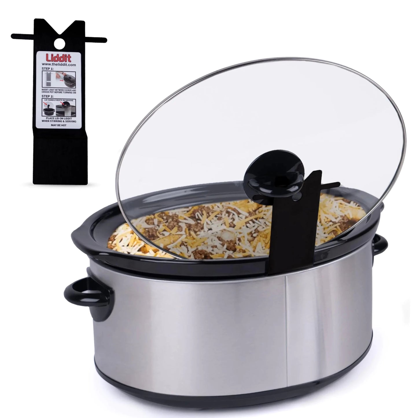 Liddit Crockpot Lid Holder - Easy to Use Crock Pot Lid Holder for Stovetop for Kitchen Organization - Durable and Space - Saving Slow Cooker Lid Holder (Black) - AZ Depot Express