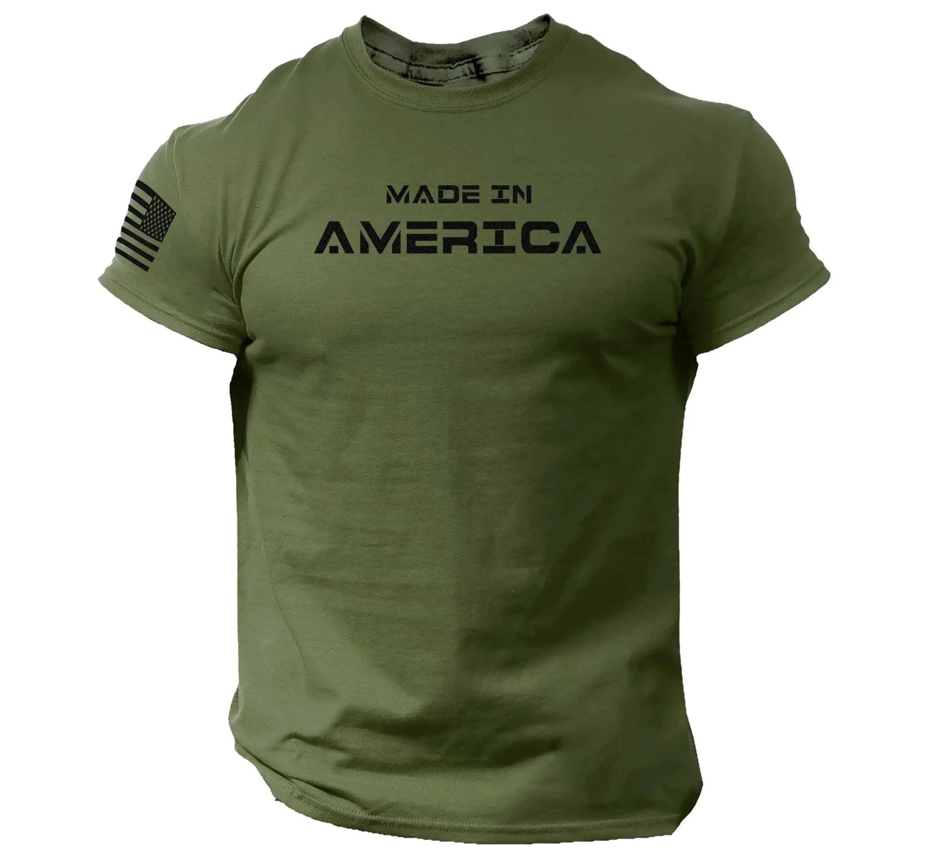 Made in America Men T Shirt – USA Flag Shirts for Men (Army Green Medium) - AZ Depot Express
