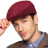Men Ivy Hat Newsboy Cap - Classic Wool Blend Tweed Flat Cap Cabbie Hat Men - AZ Depot Express