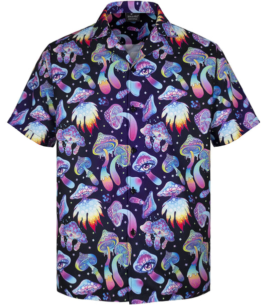 MIKENKO Mushroom Hawaiian Shirt for Men Funny Button Down Shirt Men Summer Magic Short Sleeve Button Up Shirts for Men - AZ Depot Express