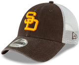 New Era MLB San Diego Padres 9FORTY Cooperstown Trucker Hat - Adjustable Mesh Cap - AZ Depot Express