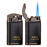 NINSI Mini Butane Torch Lighter Cool Windproof Straight Flame Refillable Lighters Leather Vintage Metal Rocker Lighter for Candles Camping (Shipped Without Gas) (Black) - AZ Depot Express