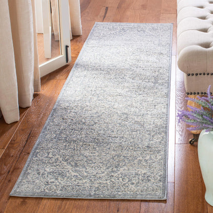 SAFAVIEH Brentwood Collection Runner Rug - 2 x 22 Light Grey & Ivory Medallion Distressed Design Non-Shedding & Easy Care Ideal for High Traffic Areas in Living Room Bedroom (BNT832F)