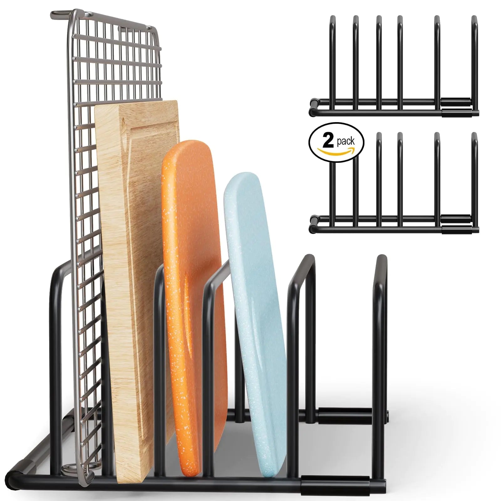 SAGLAU Heavy - Duty 5 - Slot Cutting Board Organizer Rack Space - Saving Kitchen Storage for Cutting Boards Bakeware and Cookie Sheets - AZ Depot Express