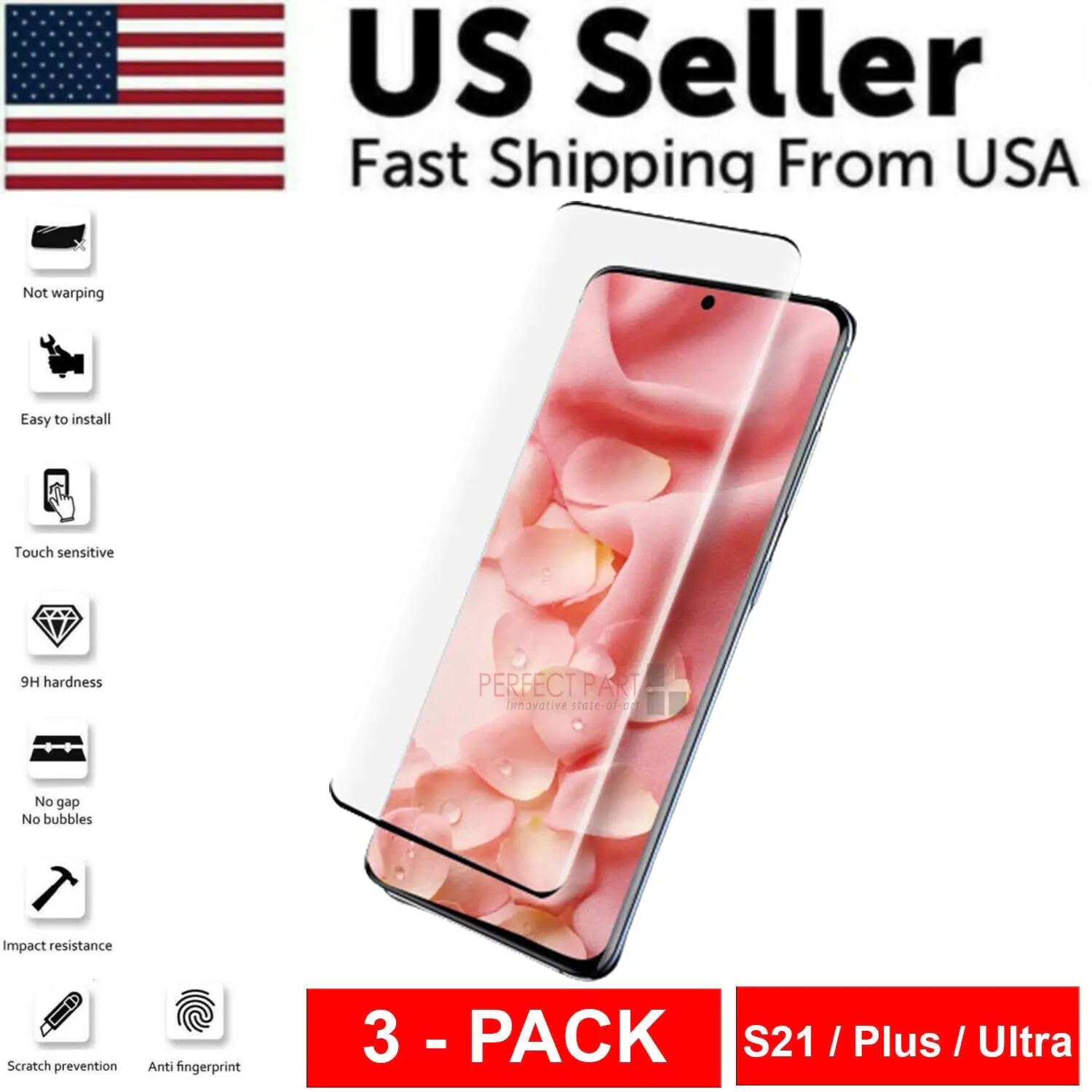 Samsung Galaxy S21+ Ultra Tempered Glass Screen Protector - 3 Pack - AZ Depot Express