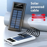Solar Power Bank with Built - in Four Cables, 20000mAh Portable Charger for Mobile Phones - AZ Depot Express
