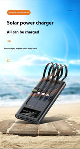 Solar Power Bank with Built - in Four Cables, 20000mAh Portable Charger for Mobile Phones - AZ Depot Express