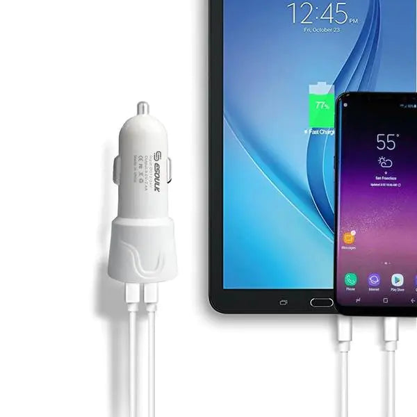 Esoulk 12W 2.4A Dual USB Travel Car Charger With 5FT Type-C Charging Cable