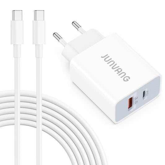 Travel Plug Adapter International Plug Adapter 20W 2Port USB C & USB A Type C Power Adaptor Charger for The US to Most of Europe Iceland Spain Italy France Germany with 10FT Long USB C to C Cable - AZ Depot Express