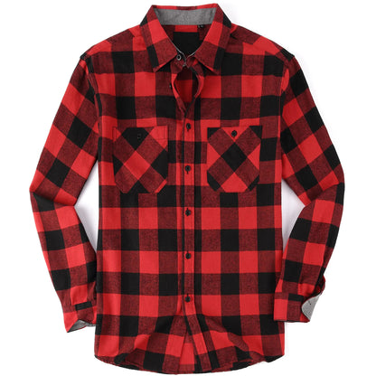 Damipow Flannel Shirt for Men Button Down Long Sleeve Shirts Plaid Flannels Men ShirtRed3XL