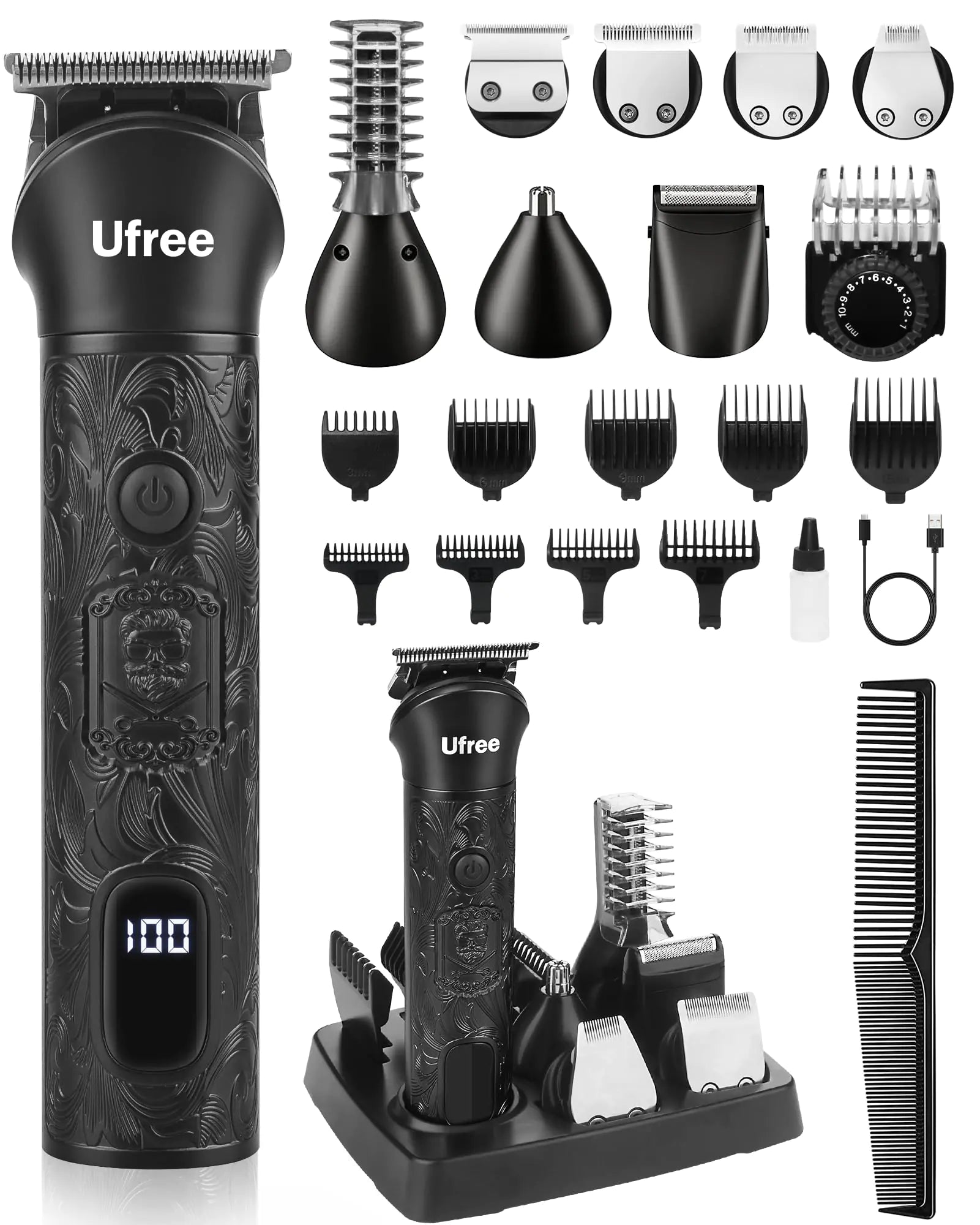 Ufree Beard Trimmer for Men Electric Razor Shavers for Men Cordless Hair Clippers 7 in 1 Men Grooming Kit for Mustache Body Nose and Facial Gifts for Men - AZ Depot Express