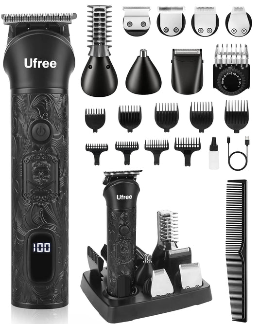 Ufree Beard Trimmer for Men Electric Razor Shavers for Men Cordless Hair Clippers 7 in 1 Men Grooming Kit for Mustache Body Nose and Facial Gifts for Men - AZ Depot Express