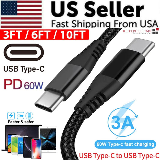 USB - C to USB - C Cable Male Type - C Cable Cord Fast Charger Charging Data Sync - AZ Depot Express