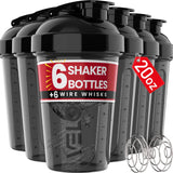VELOMIX - 6 PACK - 20 OZ Protein Shaker Bottles for Protein Mixes Shaker Cups for Protein Shakes Small Shaker Bottle Pack Shaker Cup Shakers for protein Shakes (20 OZ - 6 PACK BLACK) - AZ Depot Express
