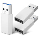 Wansurs USB C Female to USB Male Adapter (3 - Pack) USB3.0 A to USB C Adapter One - Sided SuperSpeed Data Sync & Fast Charging - Compatible with Laptop PC Charger Power Bank Quest Link (Silver) - AZ Depot Express