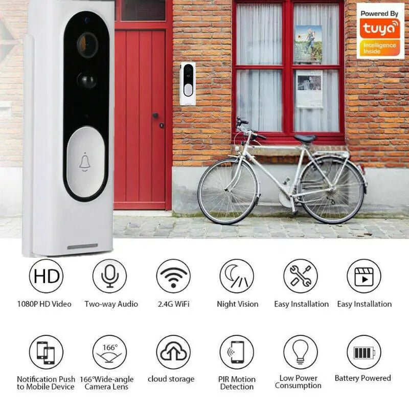 WiFi Video Doorbell - 1080P HD Security Camera with Wireless Chime and Two - Way Audio - AZ Depot Express