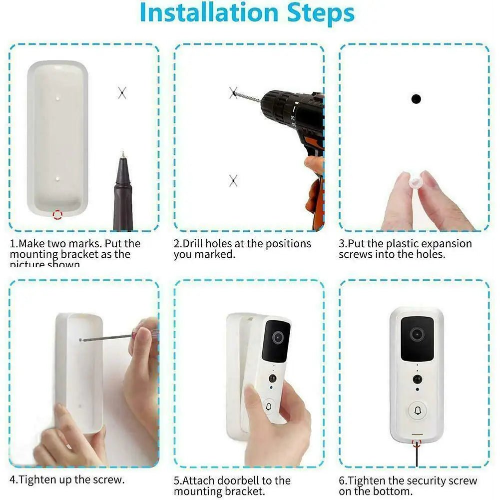 WiFi Video Doorbell - 1080P HD Security Camera with Wireless Chime and Two - Way Audio - AZ Depot Express