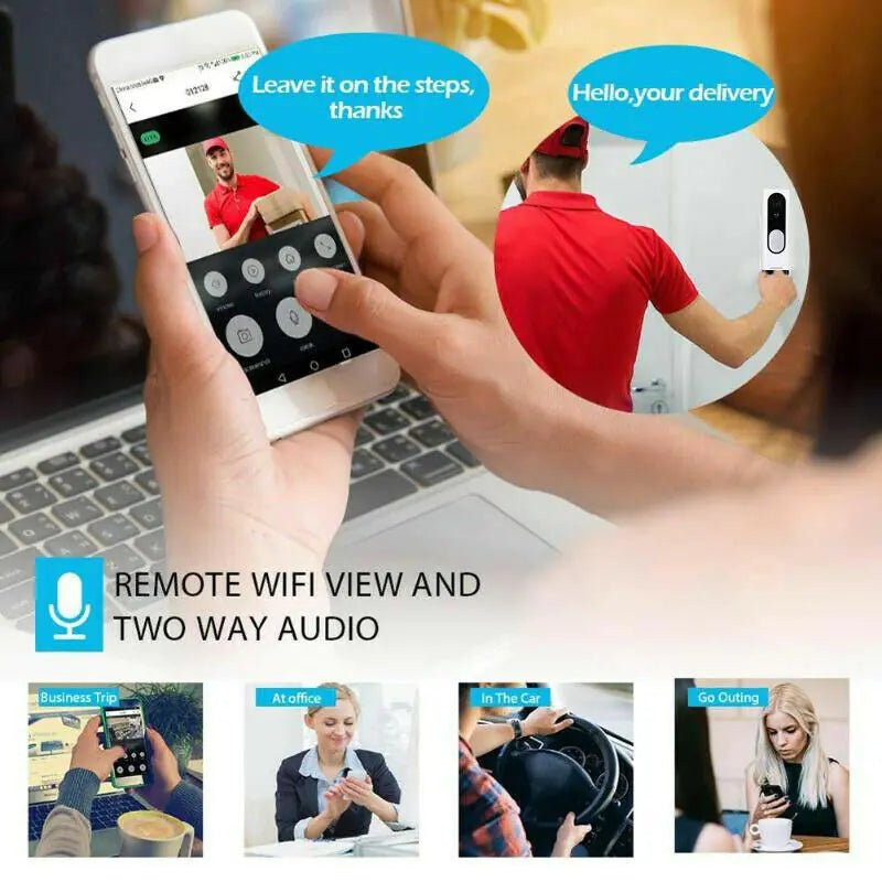 WiFi Video Doorbell - 1080P HD Security Camera with Wireless Chime and Two - Way Audio - AZ Depot Express