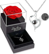 WILDLOVE Preserved Real Rose with I Love You Necklace - AZ Depot Express