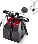 WILDLOVE Preserved Real Rose with I Love You Necklace - AZ Depot Express