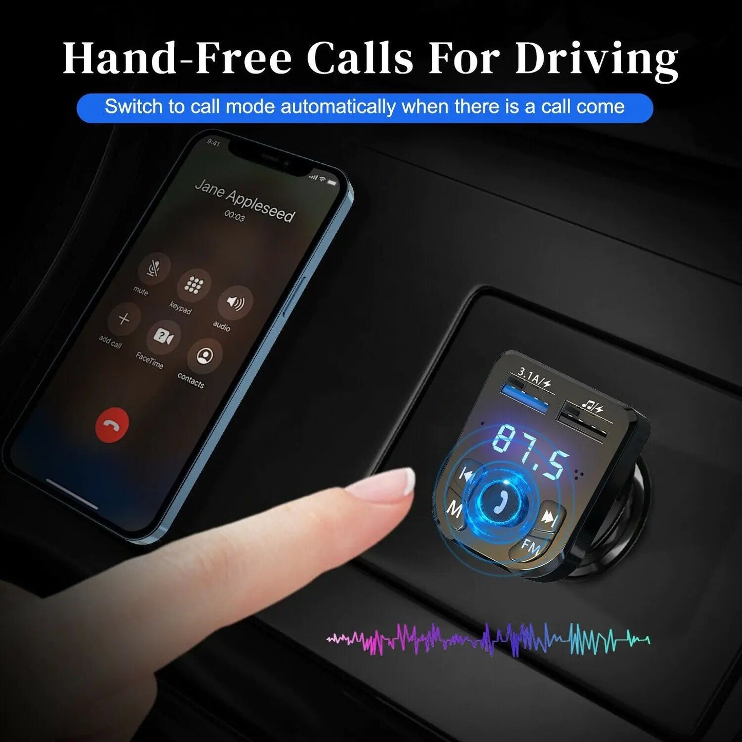 Wireless Car Bluetooth FM Transmitter MP3 Audio USB Charger Adapter Handsfree - AZ Depot Express