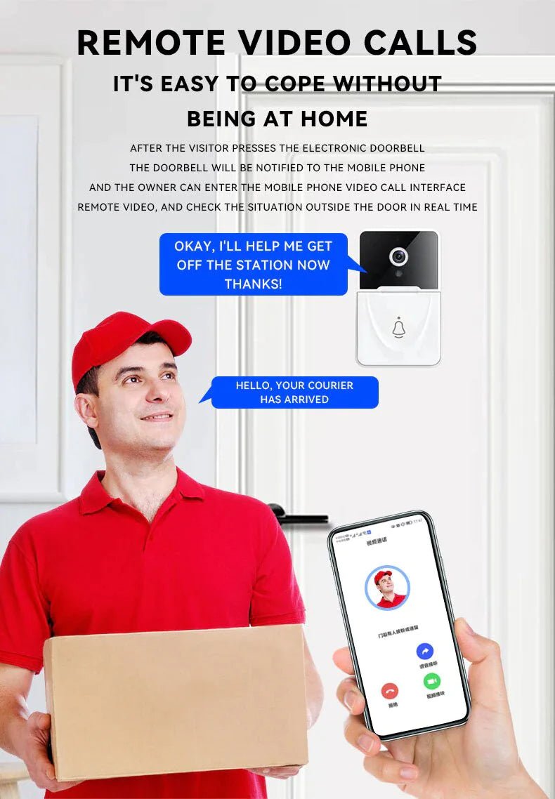 Wireless Security WiFi Smart Doorbell Intercom Video Camera Bell Chime Door Ring - AZ Depot Express