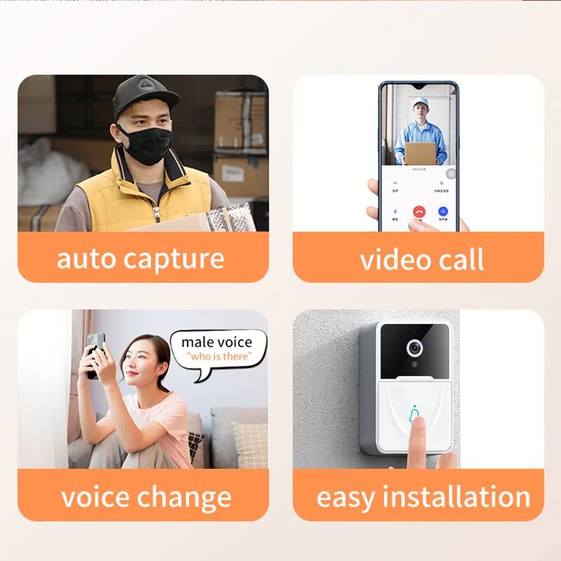 Wireless Security WiFi Smart Doorbell Intercom Video Camera Bell Chime Door Ring - AZ Depot Express