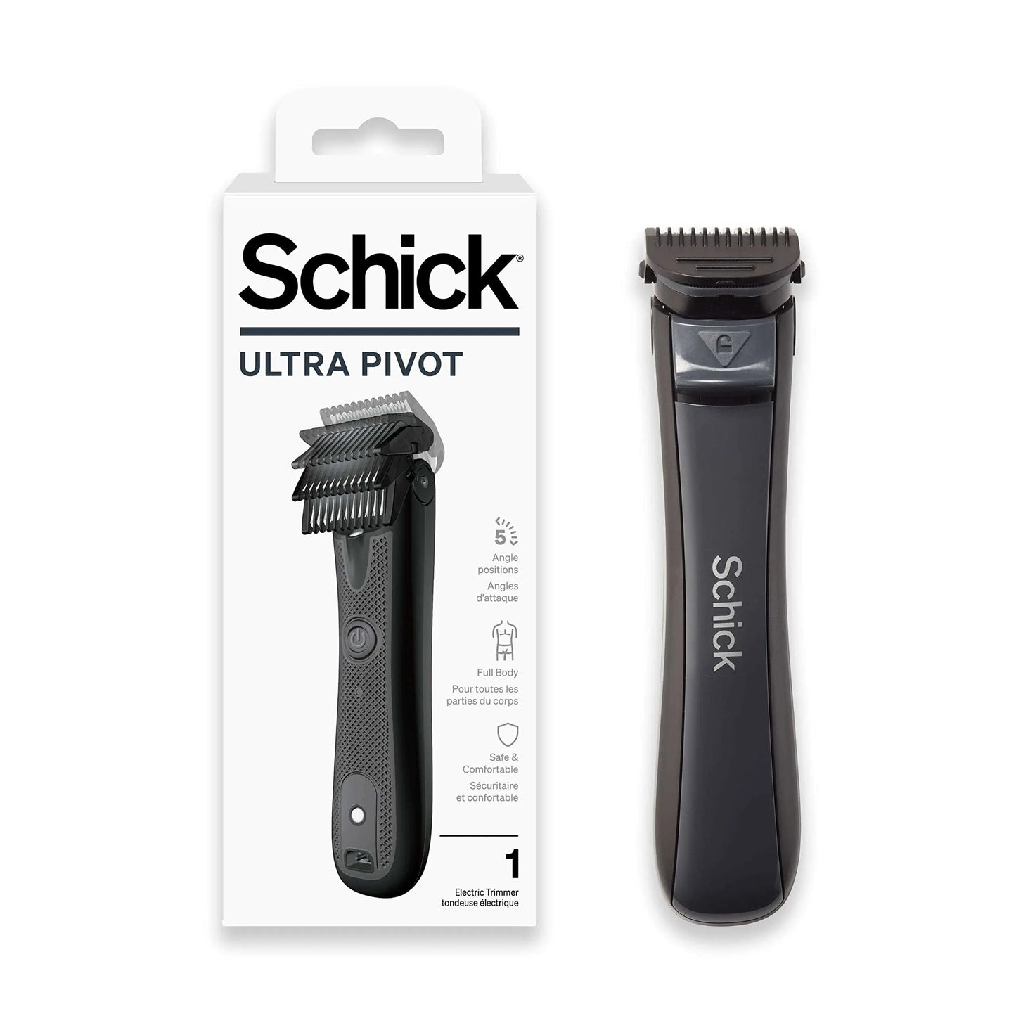 Schick Ultra Pivot Body Trimmer for Men | Manscaping Electric Shaver for Men Body Hair Trimmer for Men Pubic Hair Trimmer for Men Body Groomer for Men