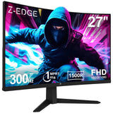 Z - Edge 27 inch Curved Gaming Monitor 300Hz Monitor 1ms 16:9 FHD 1080P Frameless Curved Monitor UG27S Freesync Eye Care 2×Display Port 2×HDMI - AZ Depot Express