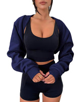 Zwurew Bolero Sweater for Women Navy Shrugs for Women Long Sleeve Cropped Cardigan Half Sweaters for Women - AZ Depot Express